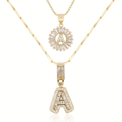 2pc 14k Diamond Letter Initial Necklaces | Tiva Jewelry