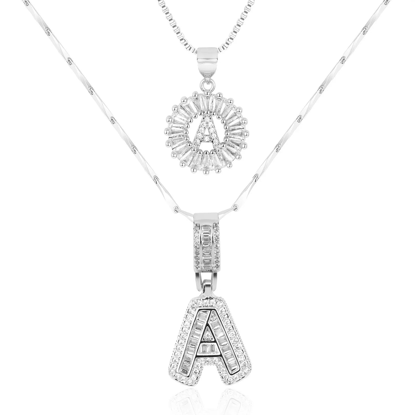 2pc 14k Diamond Letter Initial Necklaces | Tiva Jewelry