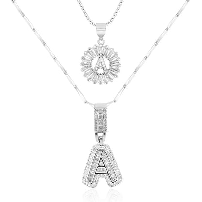 2pc 14k Diamond Letter Initial Necklaces | Tiva Jewelry