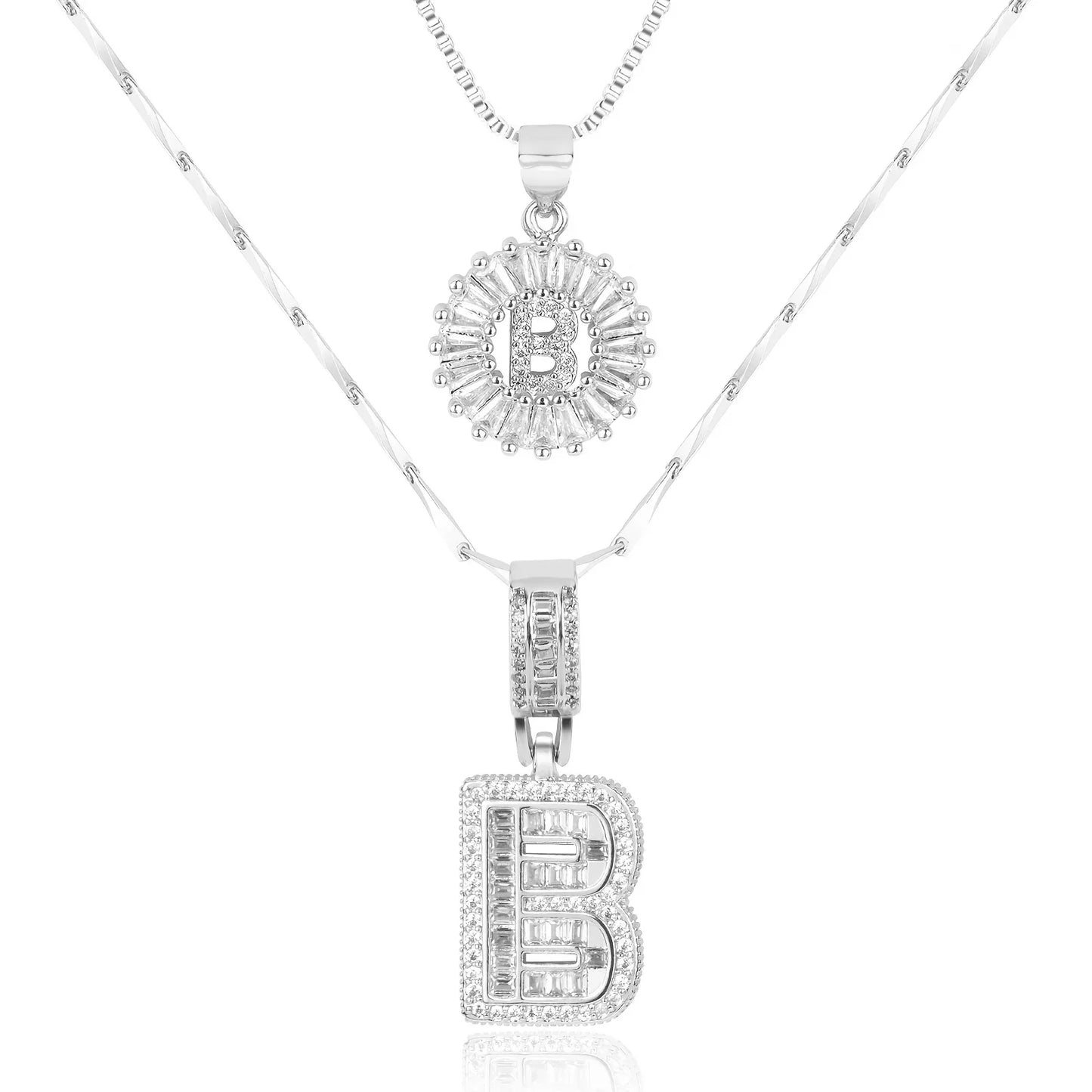 2pc 14k Diamond Letter Initial Necklaces | Tiva Jewelry
