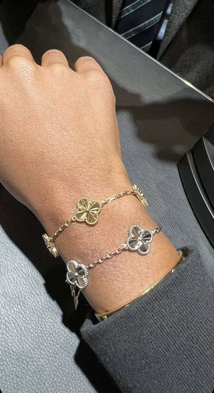 2-Piece Clover Bracelet Collection - Silver/Gold | Tiva Jewelry