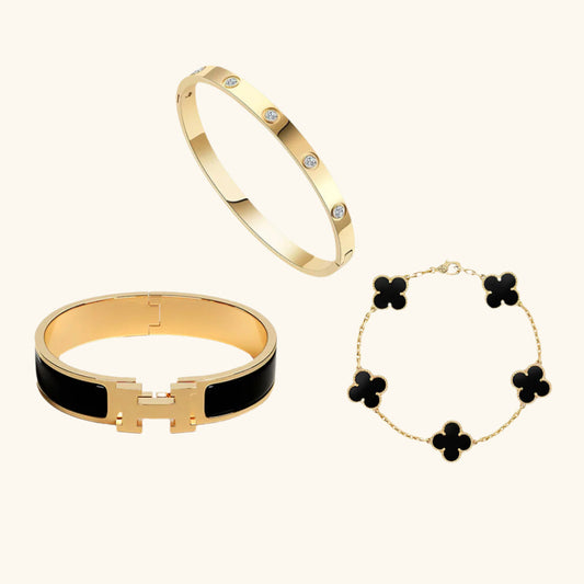 3-Piece Bracelet Trio Black | Tiva Jewelry