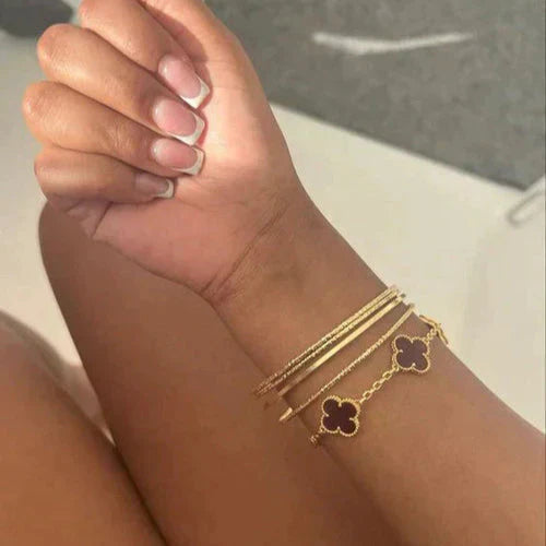 Clover Black & Silver Bracelet | Tiva Jewelry
