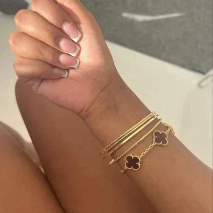 Clover Black & Silver Bracelet | Tiva Jewelry