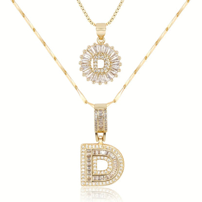 2pc 14k Diamond Letter Initial Necklaces | Tiva Jewelry