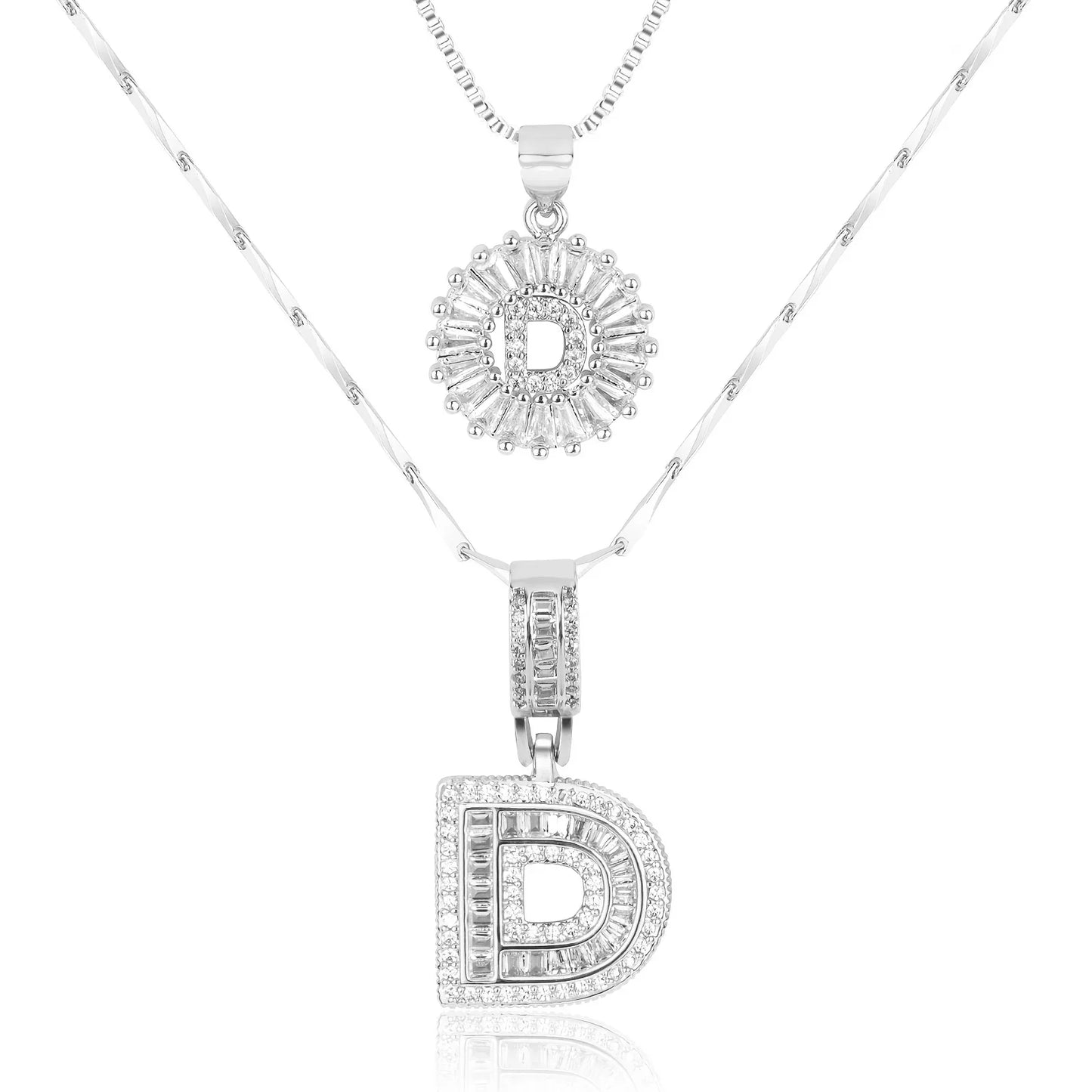 2pc 14k Diamond Letter Initial Necklaces | Tiva Jewelry