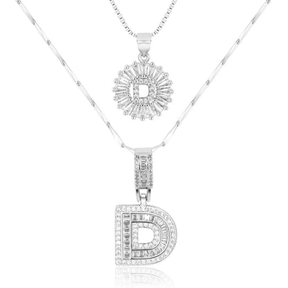 2pc 14k Diamond Letter Initial Necklaces | Tiva Jewelry