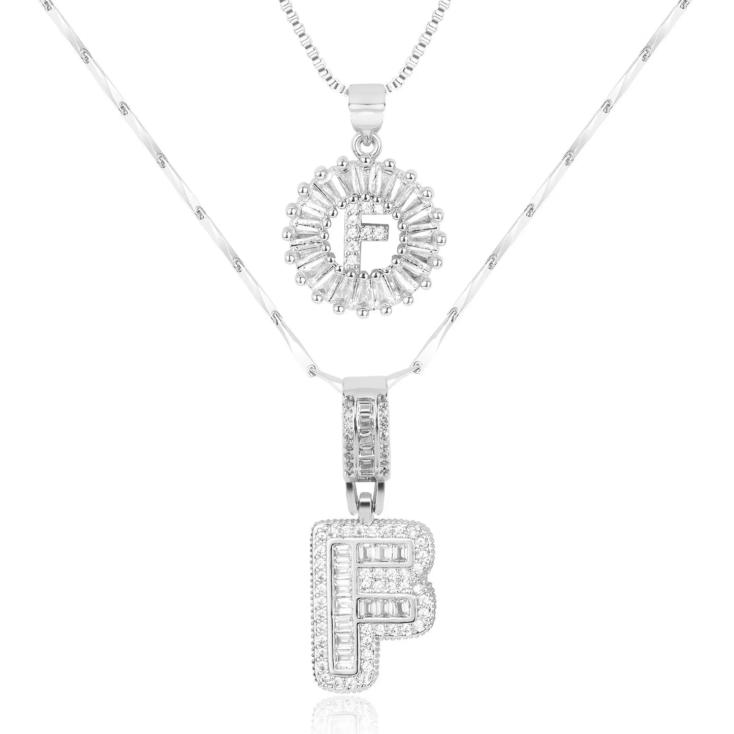 2pc 14k Diamond Letter Initial Necklaces | Tiva Jewelry