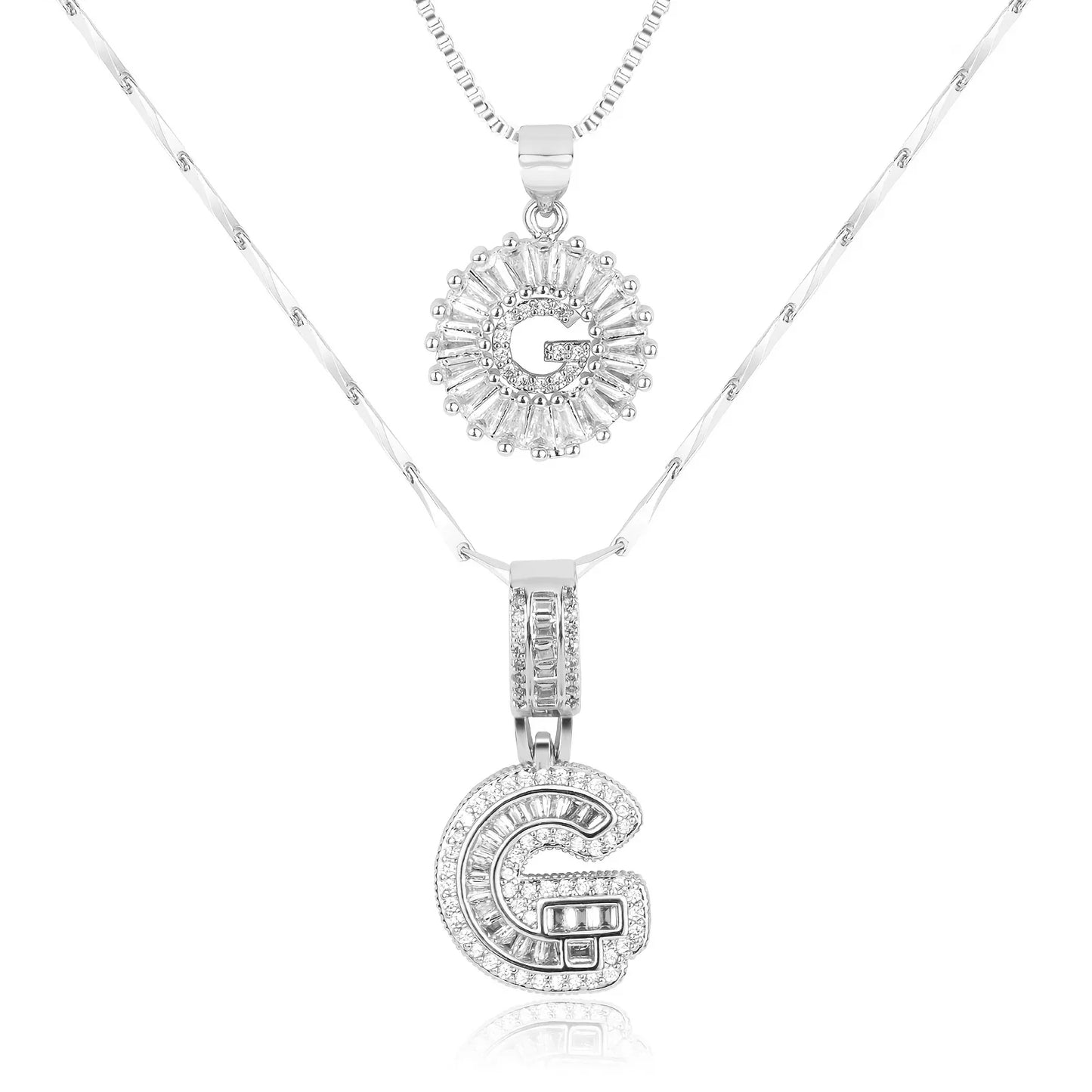 2pc 14k Diamond Letter Initial Necklaces | Tiva Jewelry