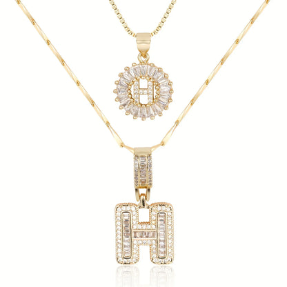2pc 14k Diamond Letter Initial Necklaces | Tiva Jewelry