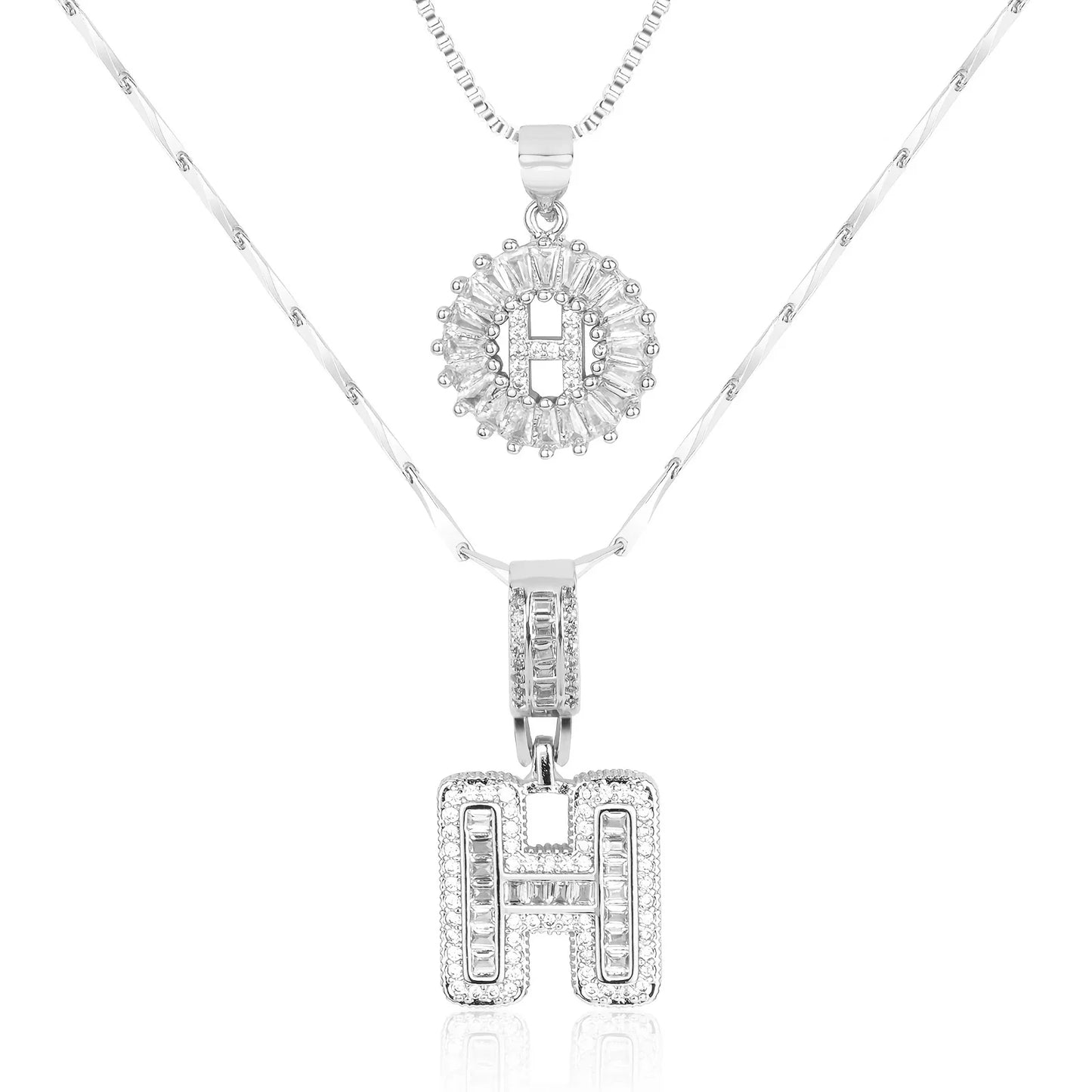 2pc 14k Diamond Letter Initial Necklaces | Tiva Jewelry