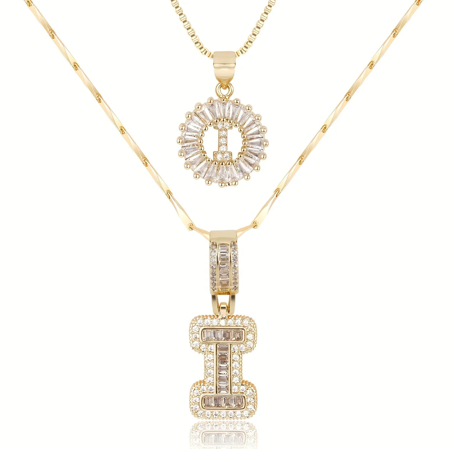 2pc 14k Diamond Letter Initial Necklaces | Tiva Jewelry