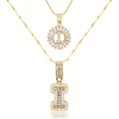 2pc 14k Diamond Letter Initial Necklaces | Tiva Jewelry