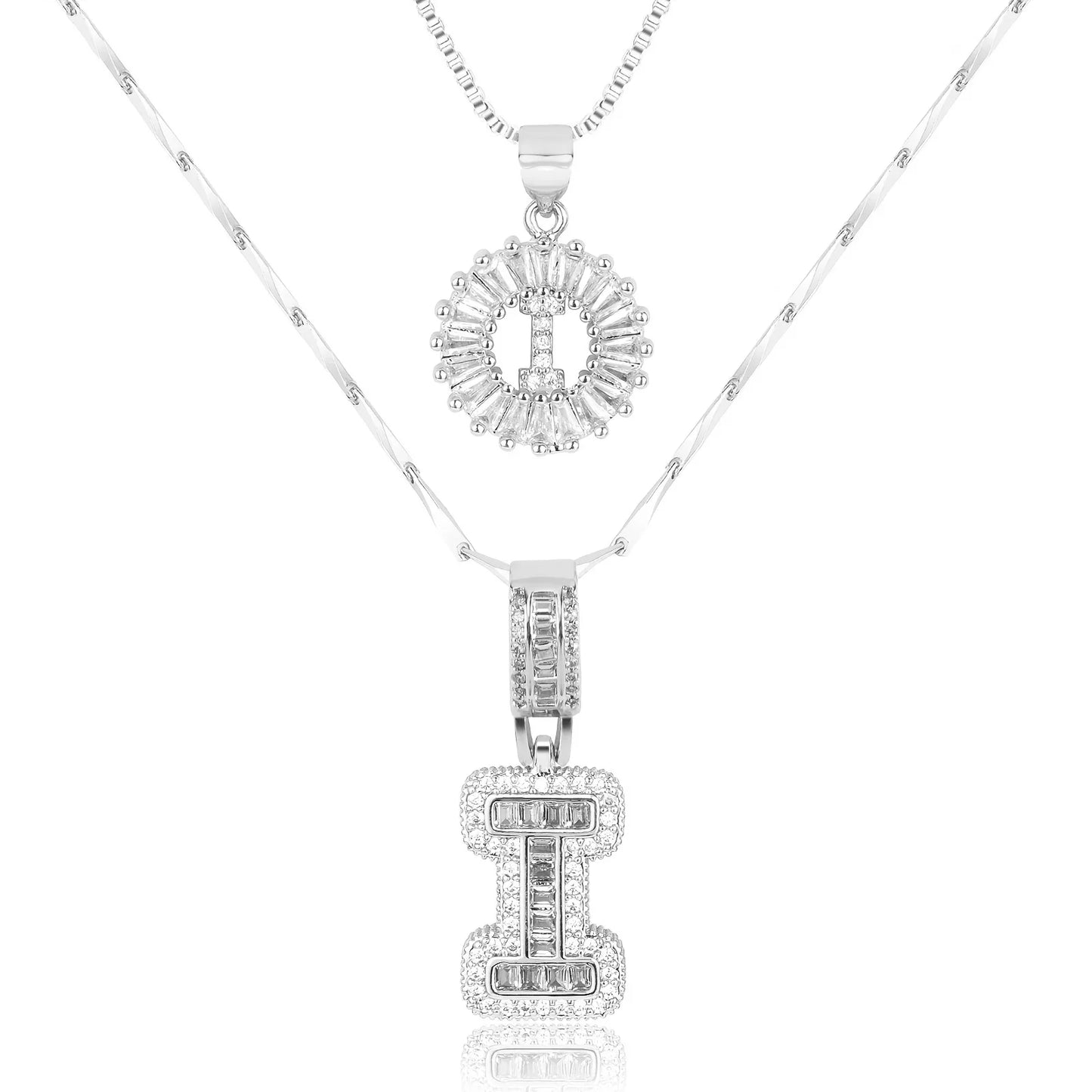 2pc 14k Diamond Letter Initial Necklaces | Tiva Jewelry