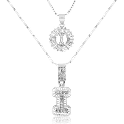 2pc 14k Diamond Letter Initial Necklaces | Tiva Jewelry