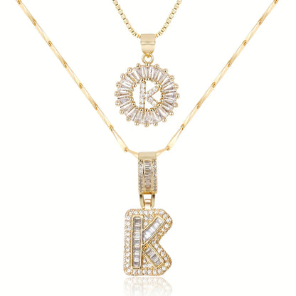2pc 14k Diamond Letter Initial Necklaces | Tiva Jewelry