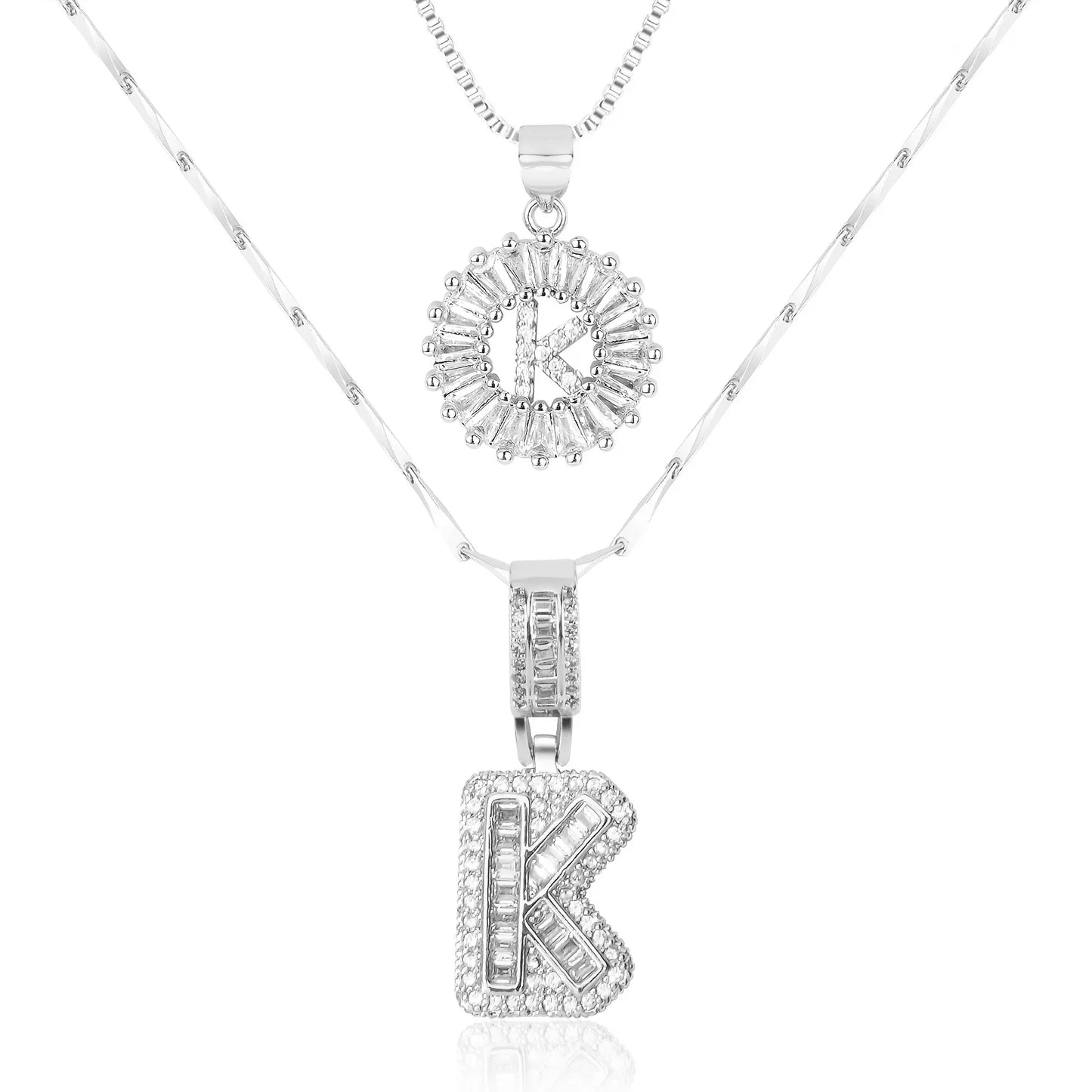 2pc 14k Diamond Letter Initial Necklaces | Tiva Jewelry