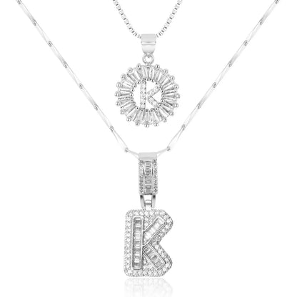 2pc 14k Diamond Letter Initial Necklaces | Tiva Jewelry