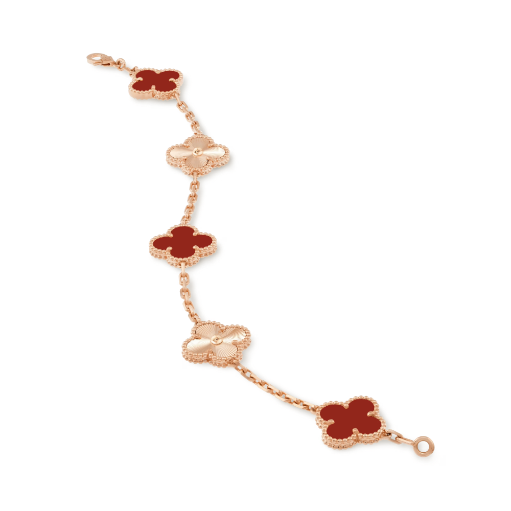 CLOVER | Refined Red Rose Gold Guilloché Bracelet | Tiva Jewelry