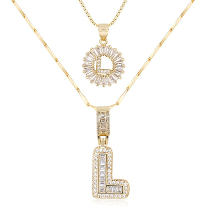 2pc 14k Diamond Letter Initial Necklaces | Tiva Jewelry