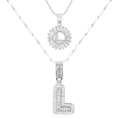 2pc 14k Diamond Letter Initial Necklaces | Tiva Jewelry
