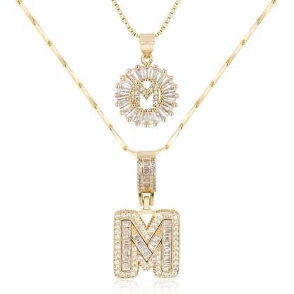 2pc 14k Diamond Letter Initial Necklaces | Tiva Jewelry