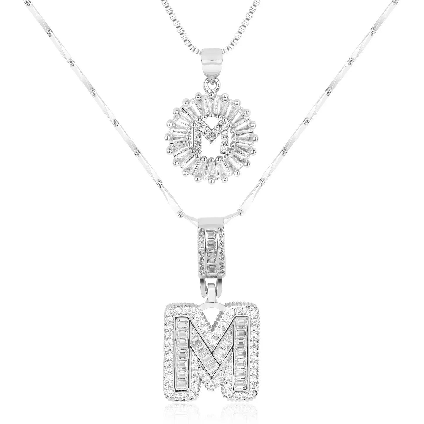 2pc 14k Diamond Letter Initial Necklaces | Tiva Jewelry