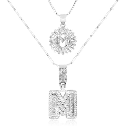 2pc 14k Diamond Letter Initial Necklaces | Tiva Jewelry