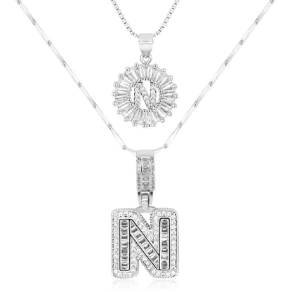 2pc 14k Diamond Letter Initial Necklaces | Tiva Jewelry