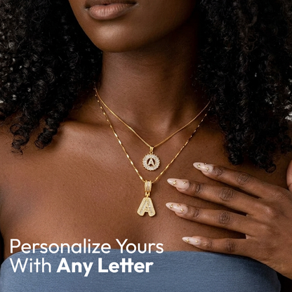 2pc 14k Diamond Letter Initial Necklaces | Tiva Jewelry