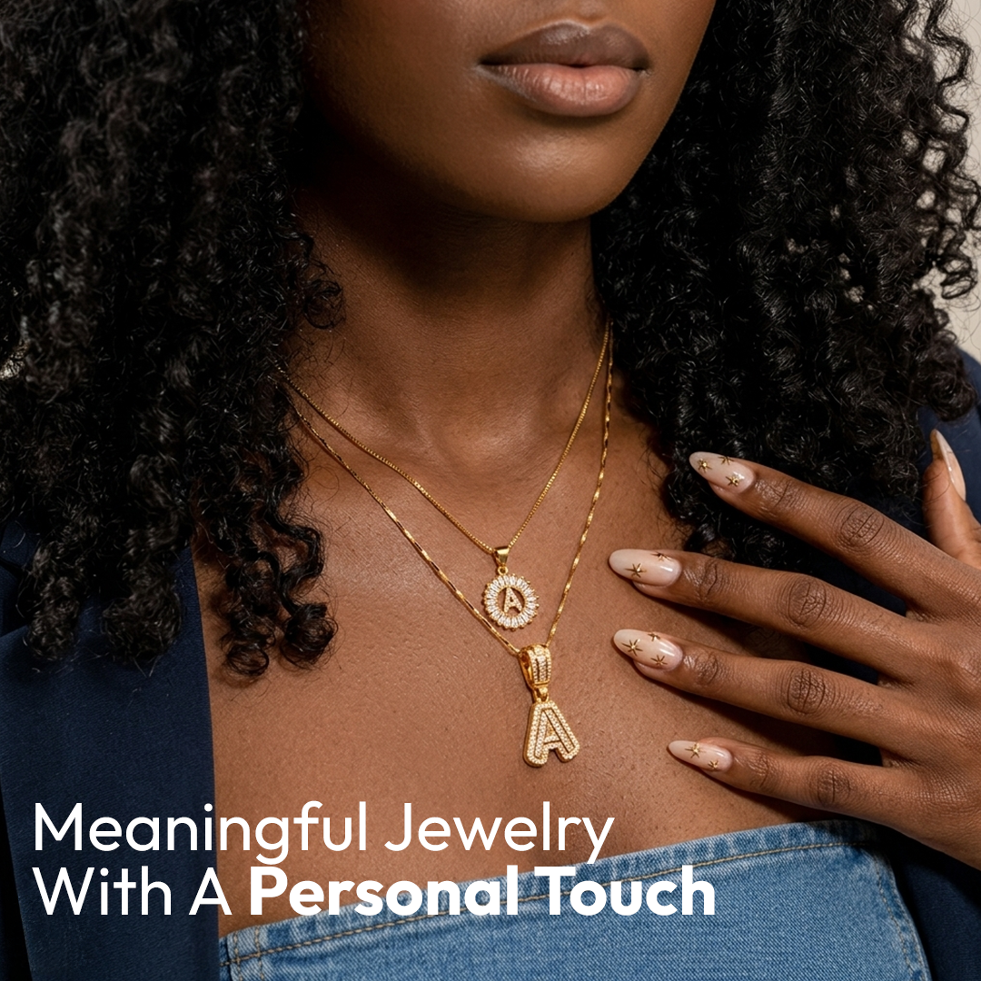 2pc 14k Diamond Letter Initial Necklaces | Tiva Jewelry