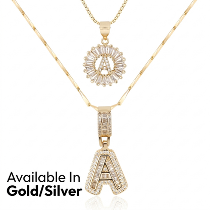 2pc 14k Diamond Letter Initial Necklaces | Tiva Jewelry