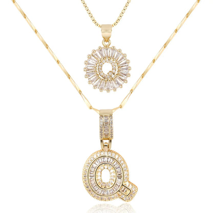 2pc 14k Diamond Letter Initial Necklaces | Tiva Jewelry