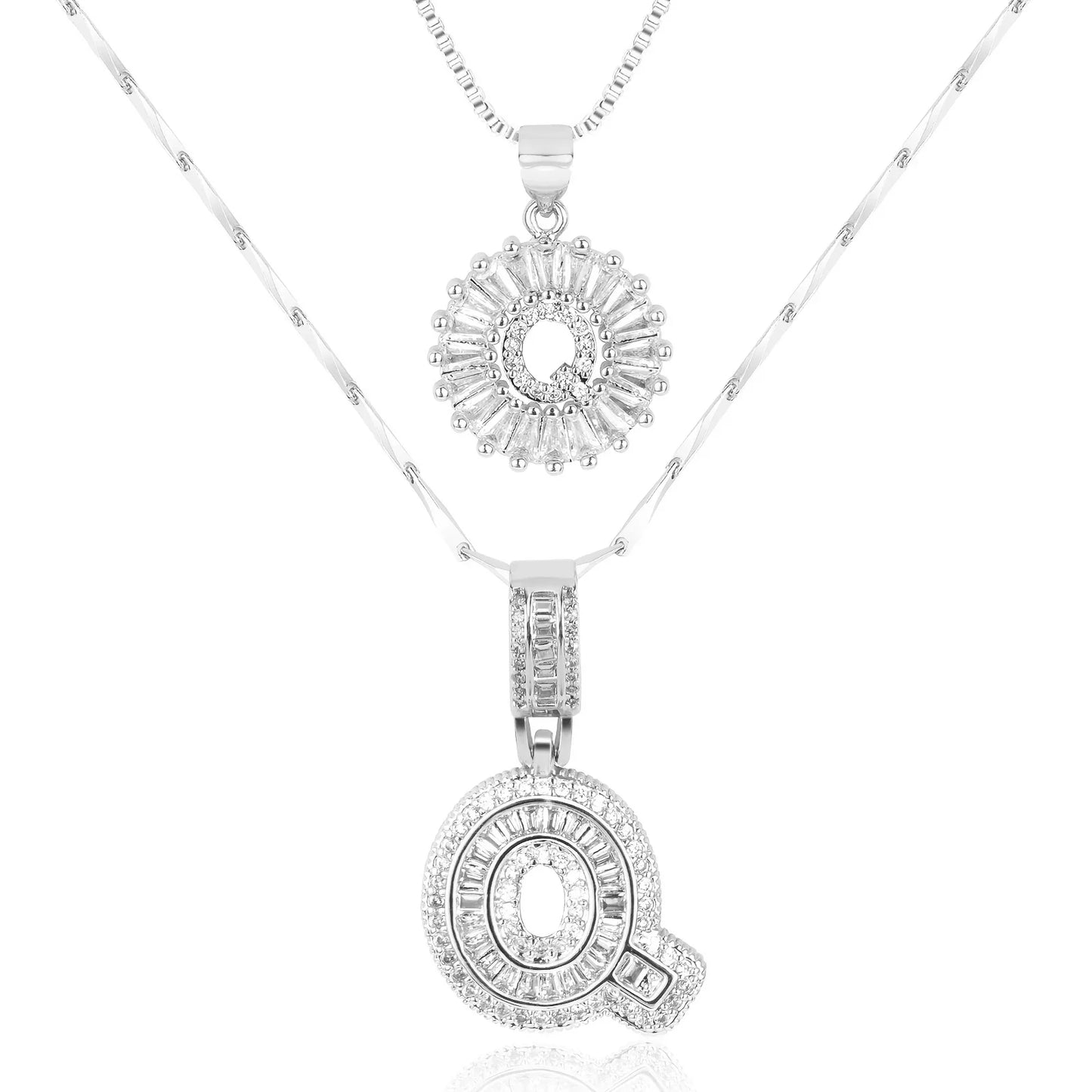 2pc 14k Diamond Letter Initial Necklaces | Tiva Jewelry