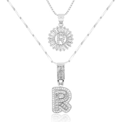 2pc 14k Diamond Letter Initial Necklaces | Tiva Jewelry