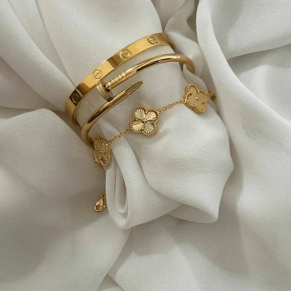3-Piece Bracelet Ensemble - Gold | Tiva Jewelry