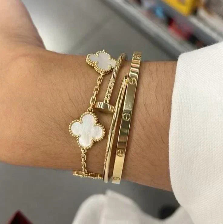 CLOVER White Bracelet - Chic Refined Adornment | Tiva Jewelry