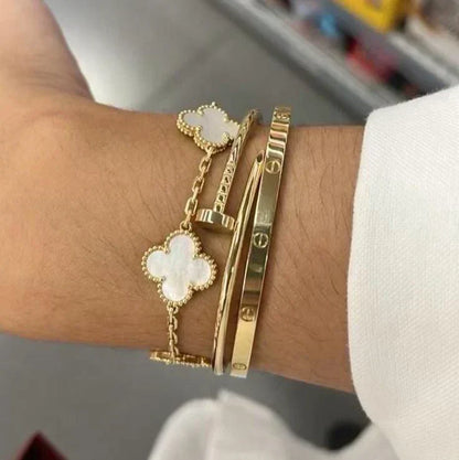 CLOVER White Bracelet - Chic Refined Adornment | Tiva Jewelry