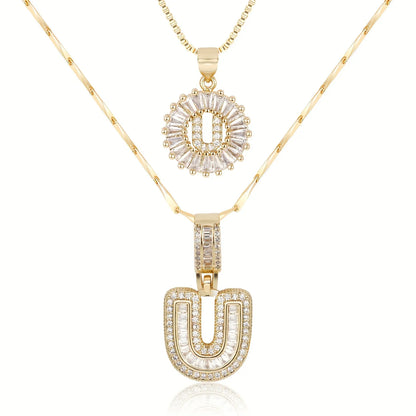 2pc 14k Diamond Letter Initial Necklaces | Tiva Jewelry