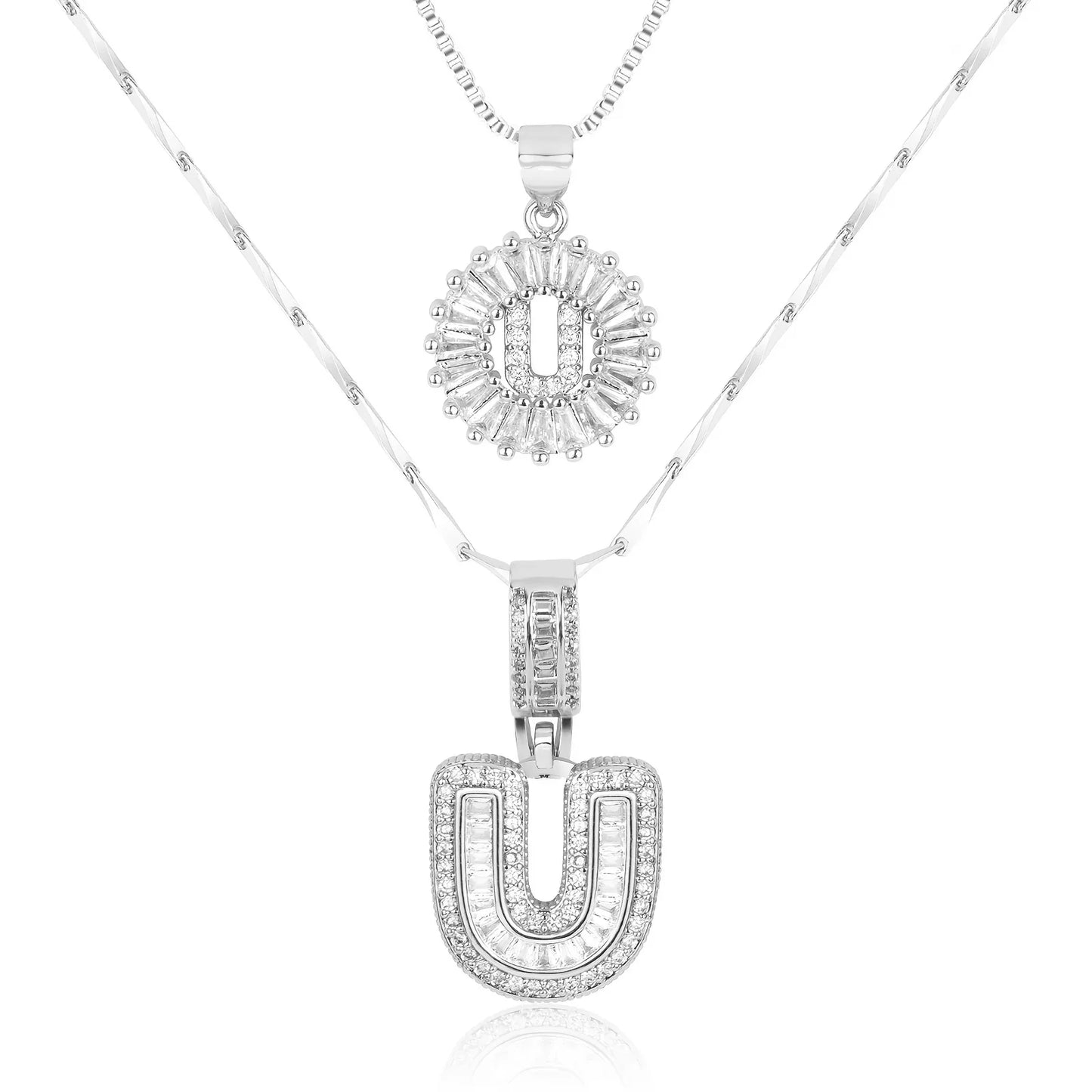 2pc 14k Diamond Letter Initial Necklaces | Tiva Jewelry