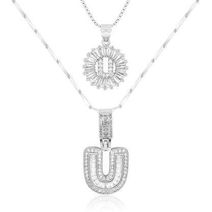 2pc 14k Diamond Letter Initial Necklaces | Tiva Jewelry