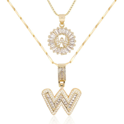 2pc 14k Diamond Letter Initial Necklaces | Tiva Jewelry