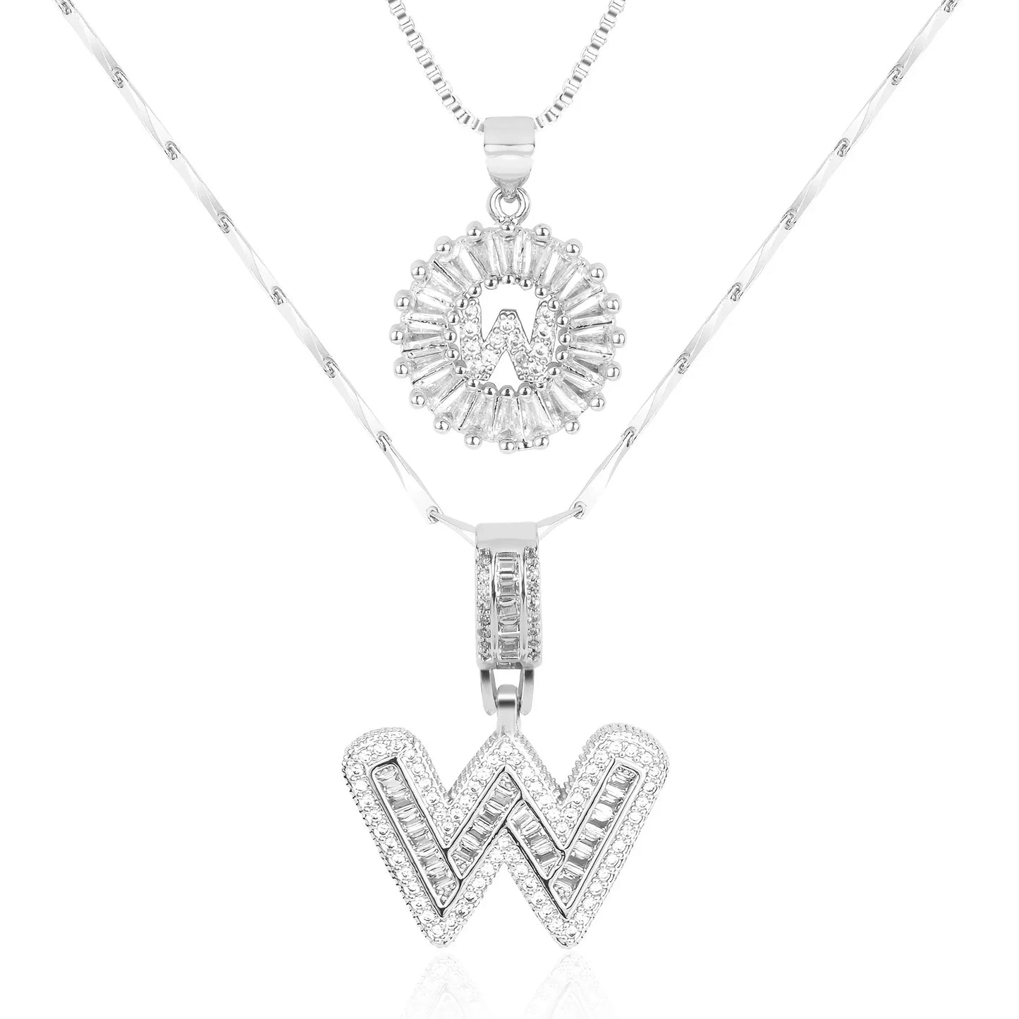 2pc 14k Diamond Letter Initial Necklaces | Tiva Jewelry