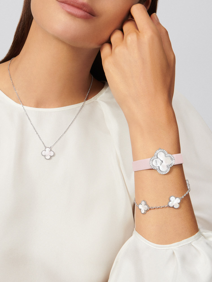 CLOVER White and Silver Necklace | Tiva Jewelry