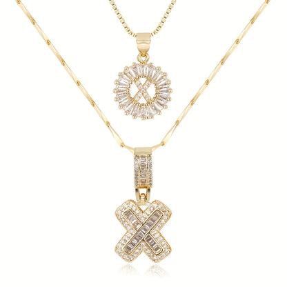 2pc 14k Diamond Letter Initial Necklaces | Tiva Jewelry