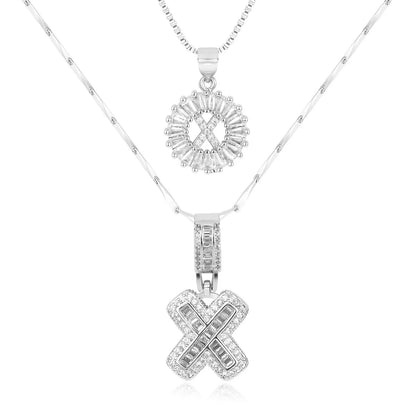 2pc 14k Diamond Letter Initial Necklaces | Tiva Jewelry