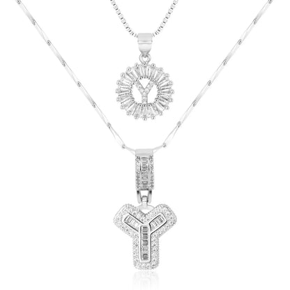 2pc 14k Diamond Letter Initial Necklaces | Tiva Jewelry