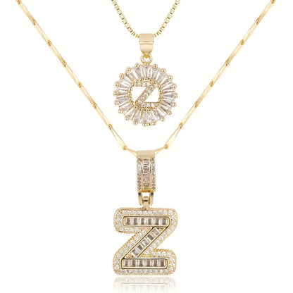 2pc 14k Diamond Letter Initial Necklaces | Tiva Jewelry
