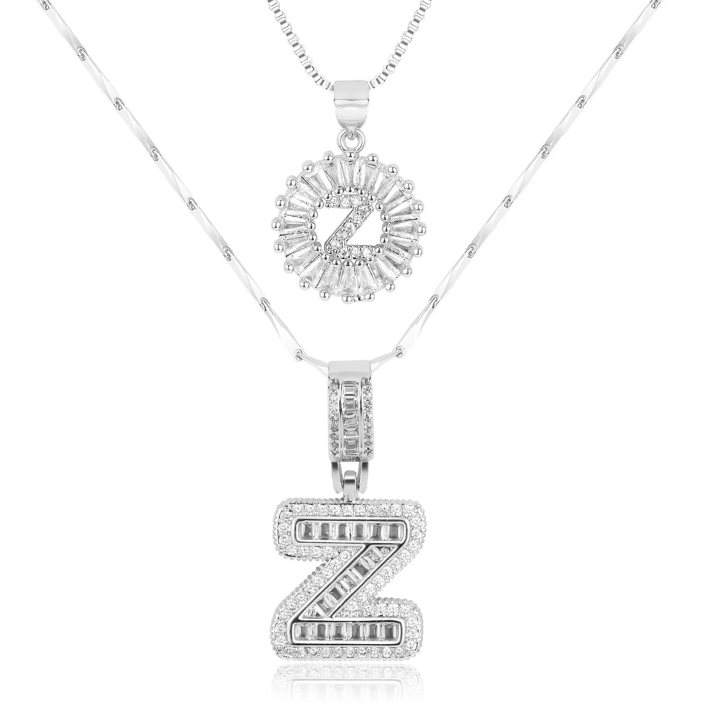 2pc 14k Diamond Letter Initial Necklaces | Tiva Jewelry
